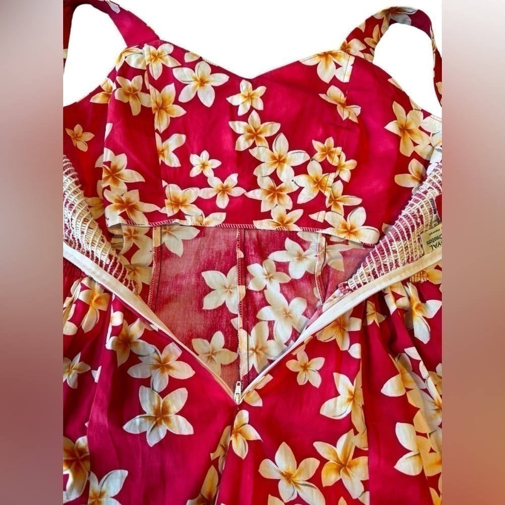 Royal Hawaiian Creations Plumeria Pink Cotton Hawaiian Mini Sundress Womens L - Picture 10 of 14